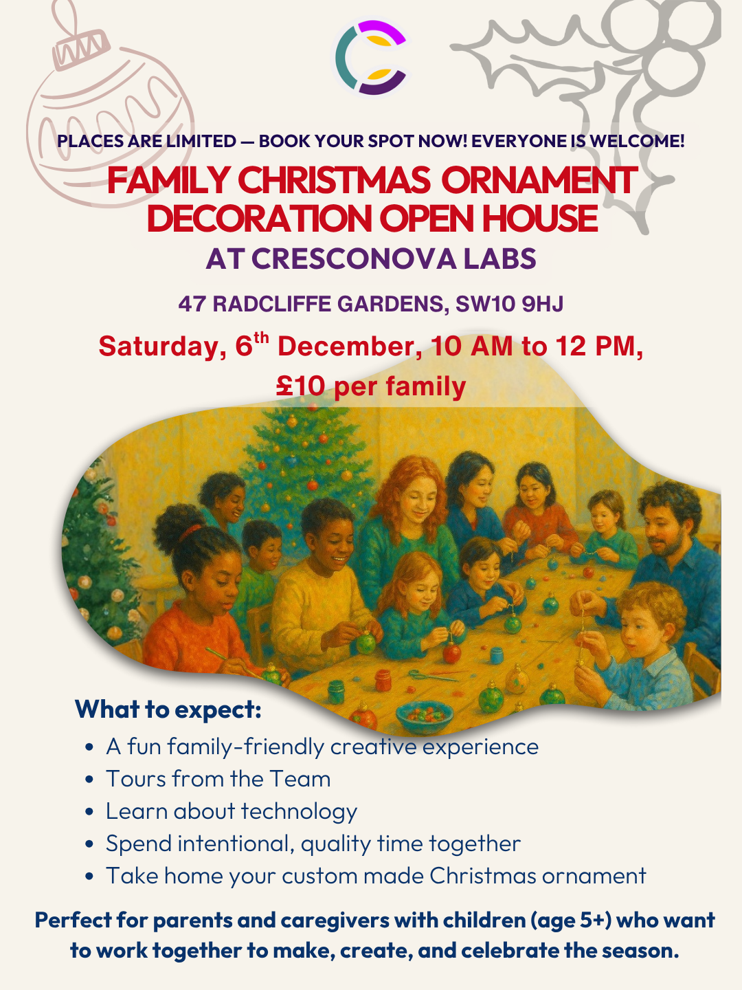 Family Christmas Ornament Decoration Open House 10 AM-11 AM